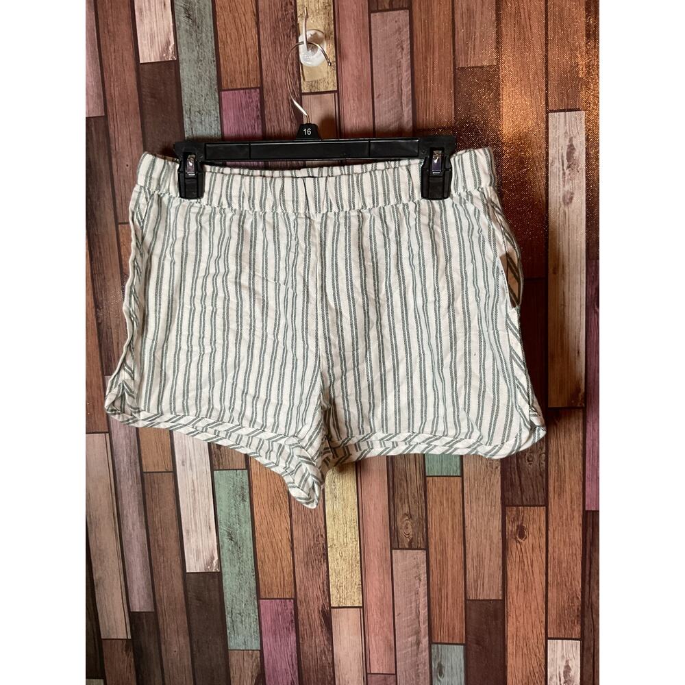 GAP Body White PJ Shorts With Blue Stripes Pull On Lightweight Flannel Small NWT